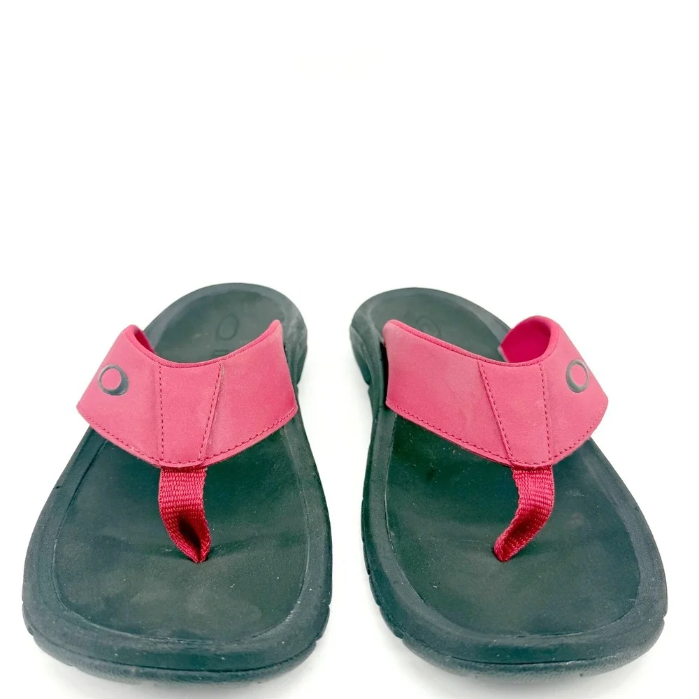 Oakley Flip Flop Sandals Mens 9 Red Black Thong Vacation Resort Comfortable